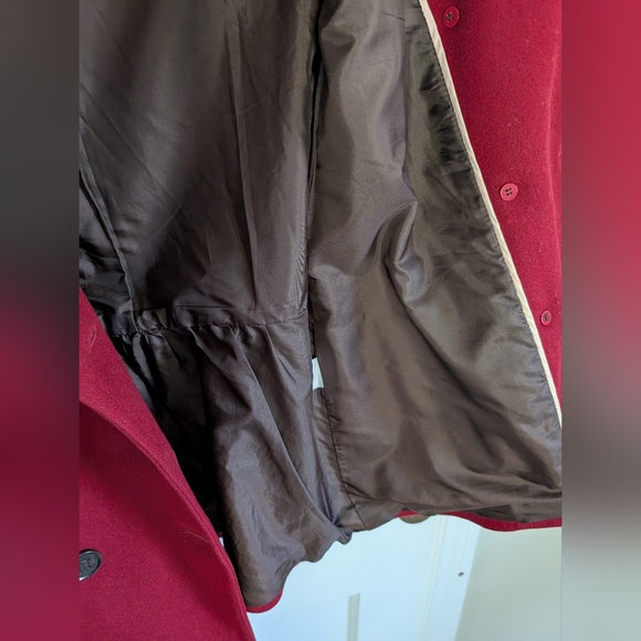 Calvin Klein Red Long Sleeve Wool Blend Polyester Lined Pea Coat Size 8 - Picture 2 of 6